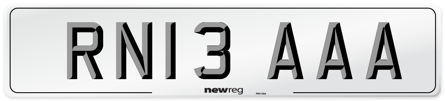 RN13 AAA Number Plate from New Reg